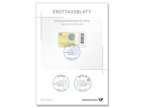 Ersttagsblatt 34/26 Tag der Briefmarken - The Alexandria Blue Boy