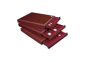 Mnzen-Sammelbox "exklusiv" aus Holz, 1 Schub-Tableau T2