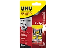 UHU Sekundenkleber blitzschnell MINIS, Inhalt: 3 Stück