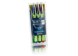 Schneider Fineliner Xpress, Schriftfarbe: schwarz, blau, rot, 3 Stück