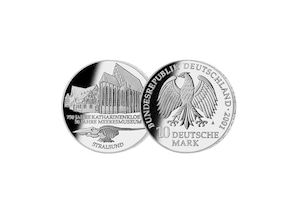 10 DM Mnze: "750 J. Katharinenkloster - 50 J. Meeresmuseum Stralsund", 2001 (Stempelglanz)