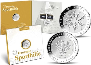 Numisfolder Mnze &amp; Marke: &#034;50 Jahre Deutsche Sporthilfe&#034;