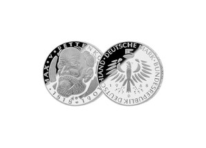 5 DM Mnze: &#034;150. Geburtstag Max von Pettenkofer&#034; , 1968 (Spiegelglanz)