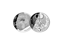 5 DM Münze: "50. Todestag von Friedrich Ebert", 1975 (Spiegelglanz)