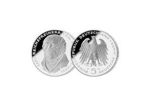 5 DM Mnze: "150. Todestag Carl Reichsfreiherr vom und zum Stein", 1981 (Spiegelglanz)