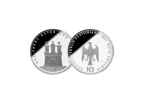 10 DM Mnze: &#034;800 Jahre Hafen und Hamburg&#034;, 1989 (Spiegelglanz)