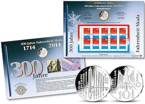 Numisblatt: "300 Jahre Fahrenheit-Skala"