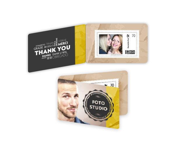 Produktfoto Klappkarte mit individueller Briefmarke